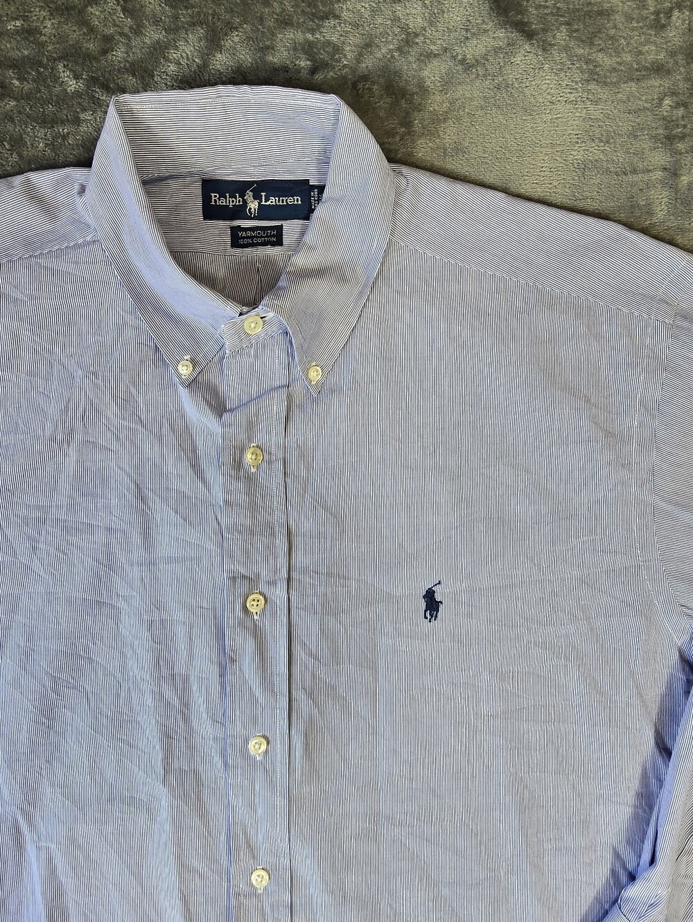 Vintage Ralph Lauren Yarmouth Button Down Shirt Size 16 1/2 Striped Pinstripe